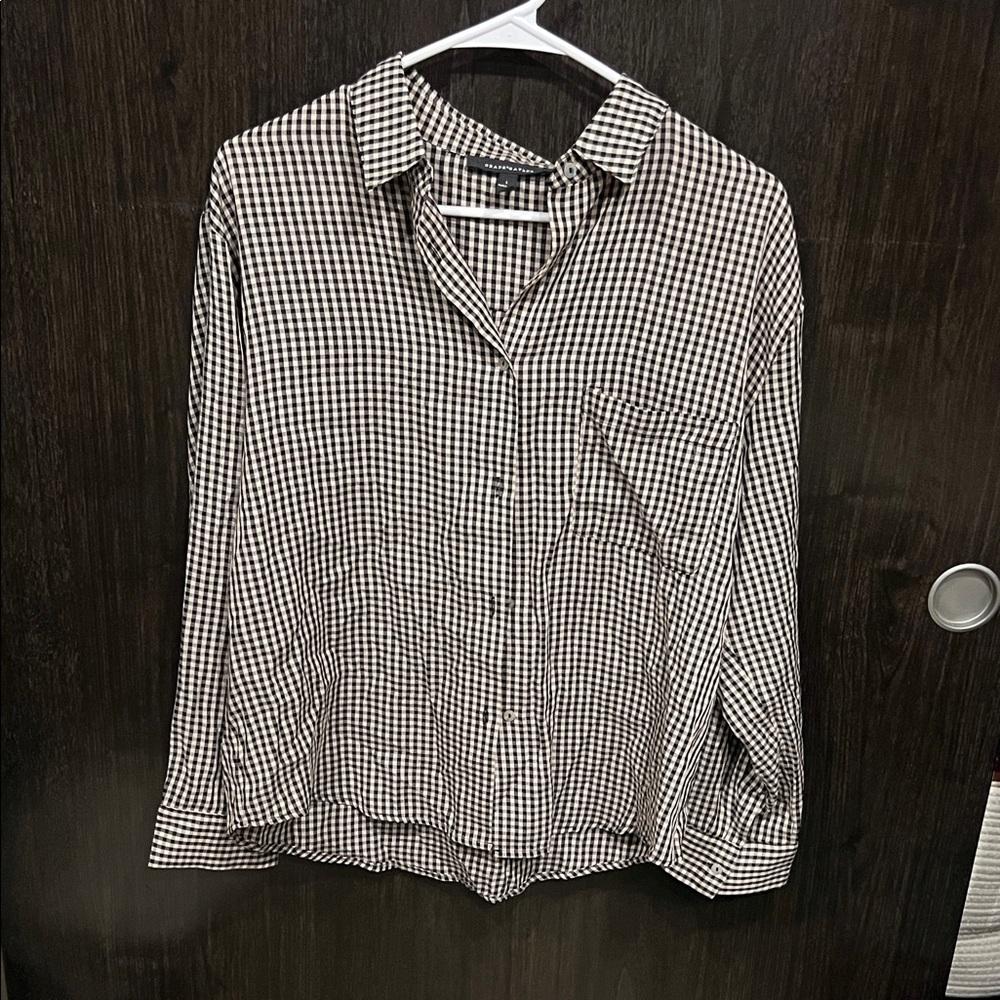 Women's Black and White Checkered Blouse